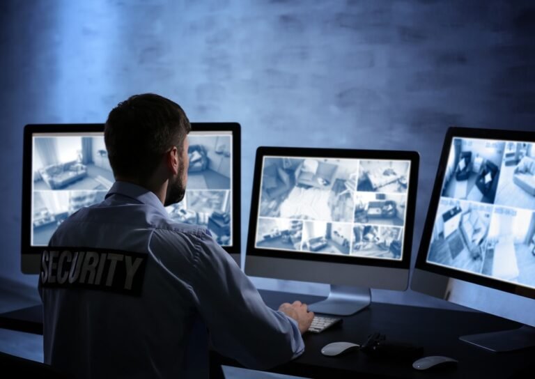 Man working on security solutions at office